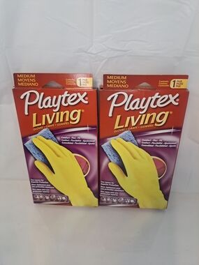 Vintage Playtex Living Gloves PINK New In Package USA 2005  Medium-LOT OF 2